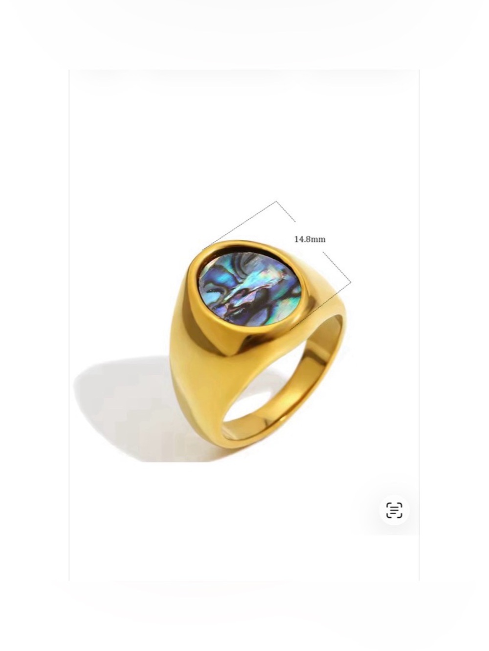 Natural Abalone Shell Oval 18K Gold Filled Ring